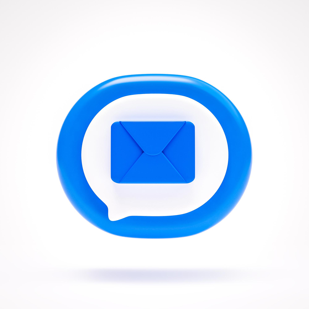 mail-message-envelope-icon-sign-symbol-button-blue-speech-bubble-white-background-3d-rendering